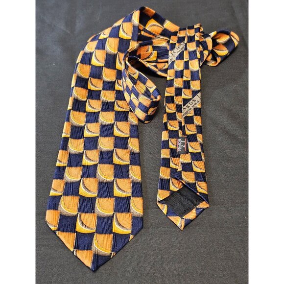 Vintage Handcrafted J.Z. Richards Silk Tie Nordstrom Blue & Orange Geometric Des - Picture 9 of 13